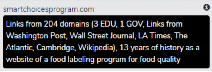 An example of domain descriptions at the SEO.Domain marketplace