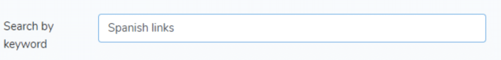 An example for searching our domain marketplace by keyword